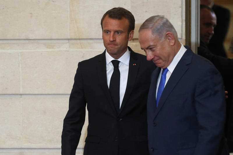 French President Emmanuel Macron and Israel's Prime Minister Benjamin Netanyahu.