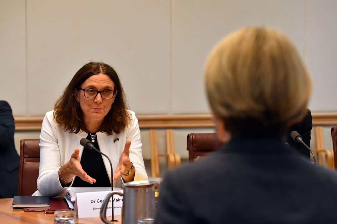 Cecilia Malmstrom talk swith Julie Bishop.