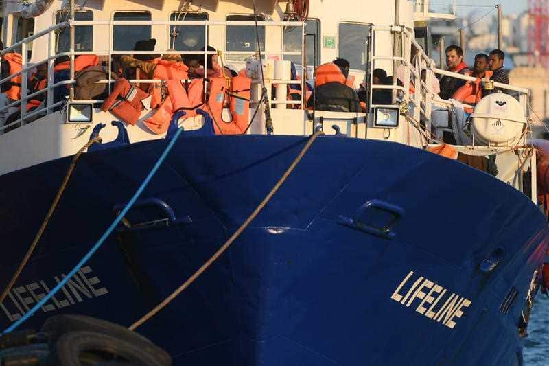 The ship operated by German aid group Mission Lifeline docks at the Valletta port in Malta, after a journey of nearly a week