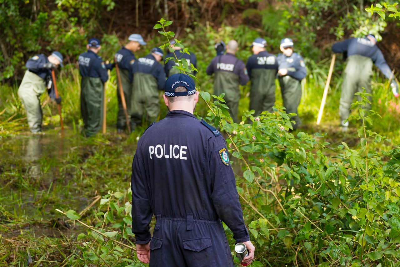 Police search bushland at Batar Creek in NSW.