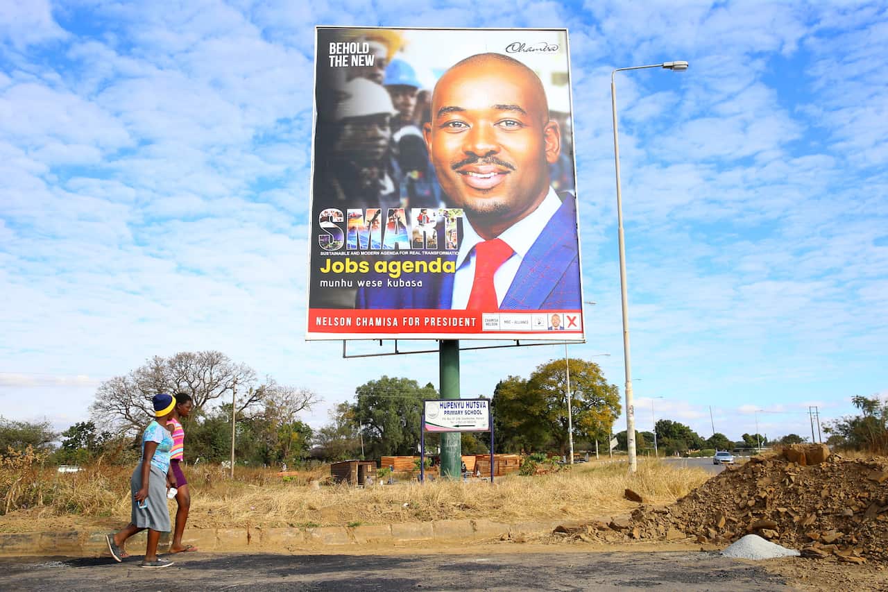 A billboard featuring Nelson Chamisa in Harare.