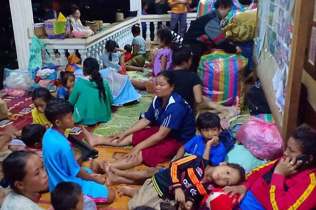 Lao villagers stay at a temporary shelter after the Xe Pian Xe Nam Noy dam collapsed.