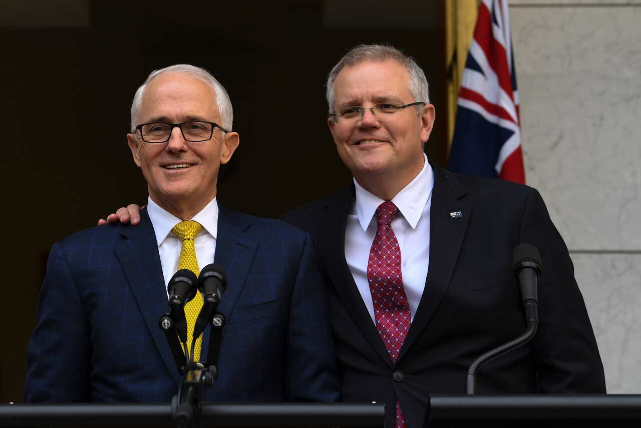 Former prime minister Malcolm Turnbull with his then Treasurer Scott Morrison.