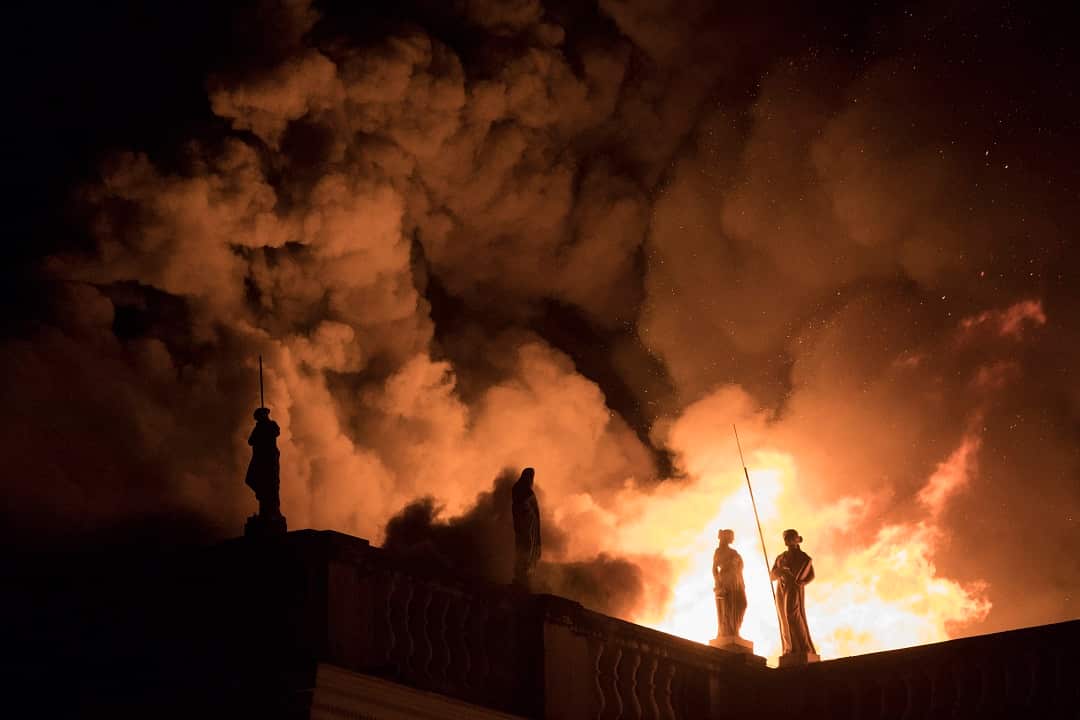 Flames engulf the 200-year-old National Museum of Brazil.