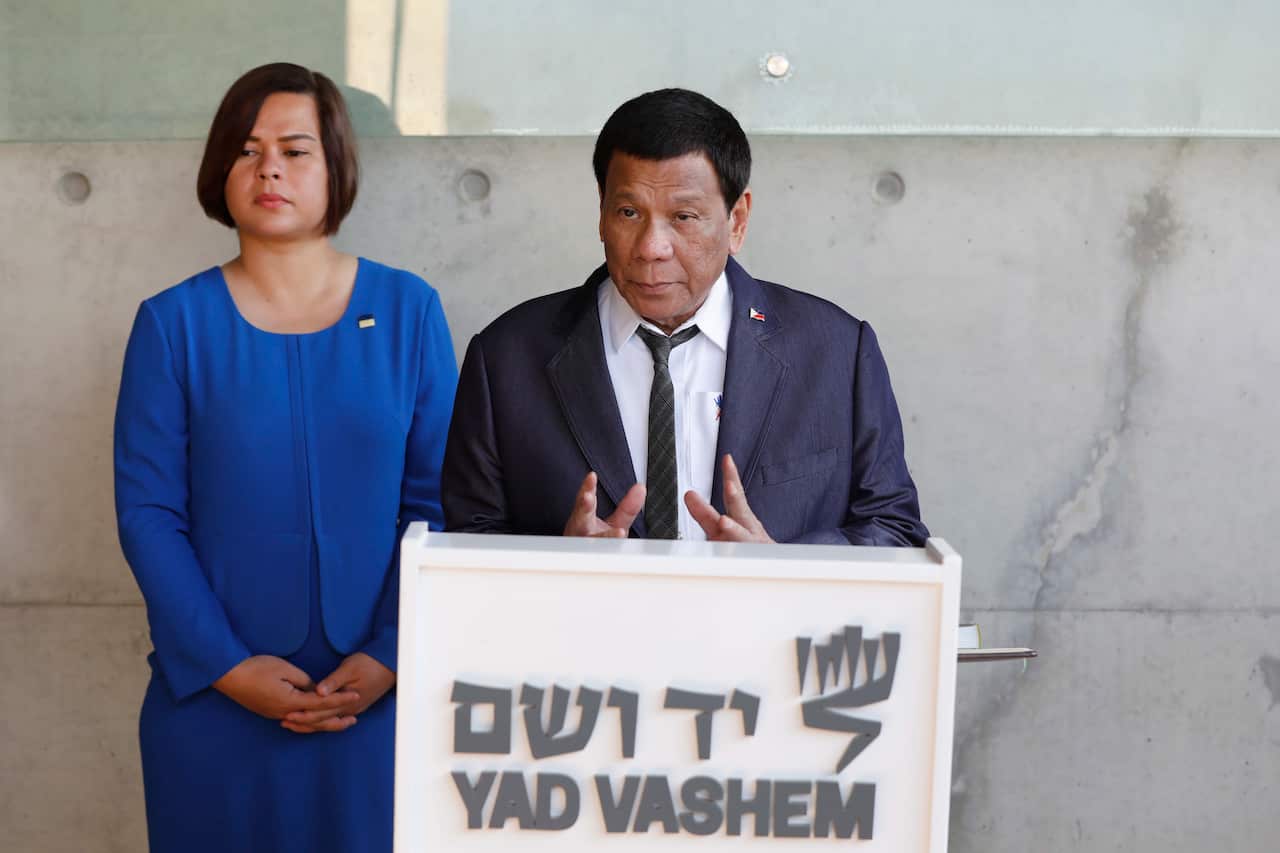 File image: Philippine President Rodrigo Duterte and his daughter Sara.