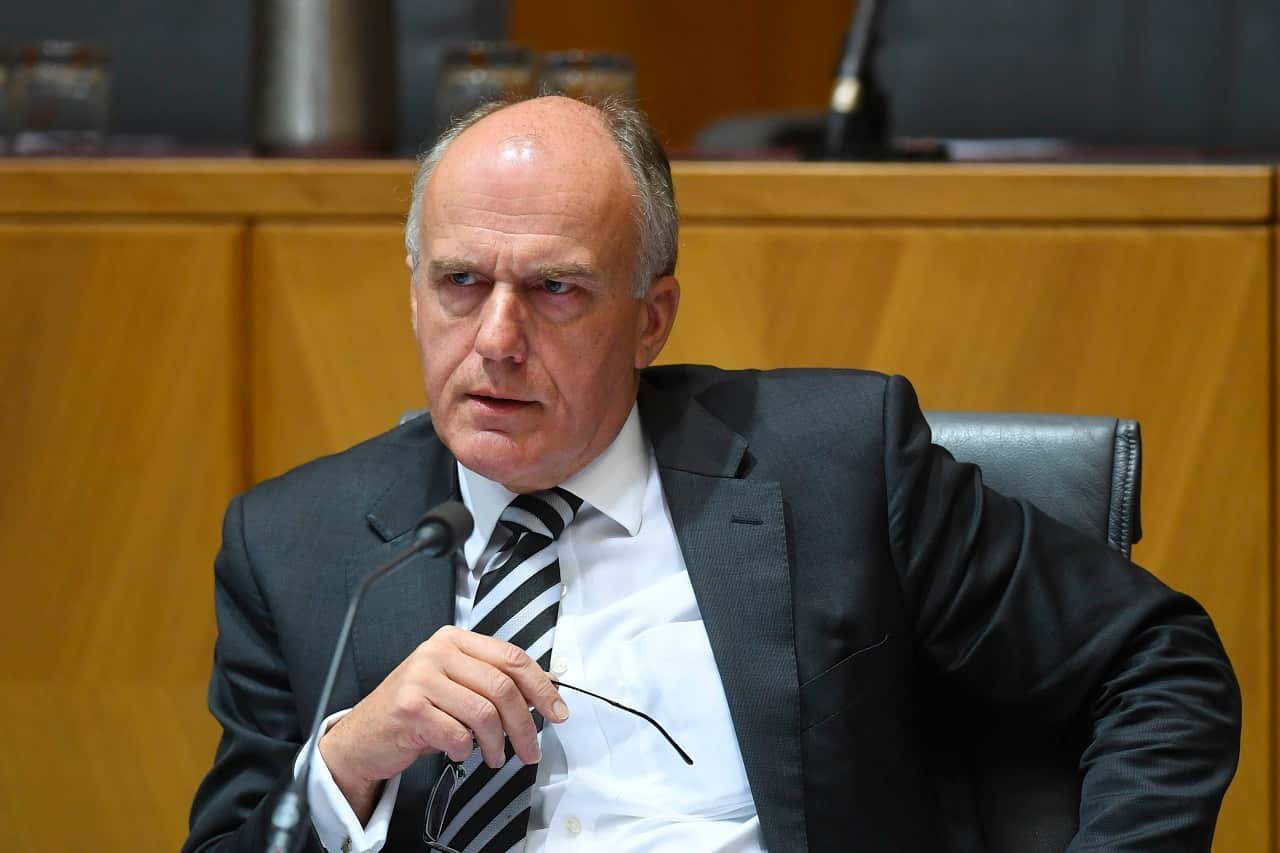 Liberal Senator Eric Abetz speaks during a Senate Inquiry at Parliament House in Canberra.