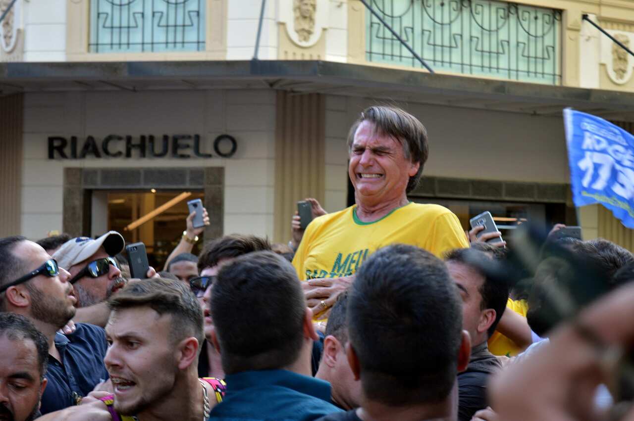 Jair Bolsonaro was stabbed during a rally in Juiz de Fora, Minas Gerais state, Brazil, 06 September 2018.