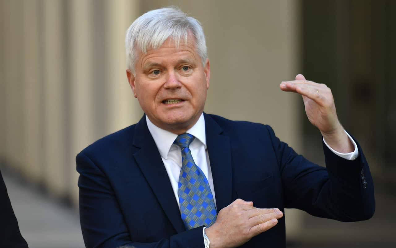 Deloitte Access Economics Director Chris Richardson at a press conference at Parliament House in Canberra.