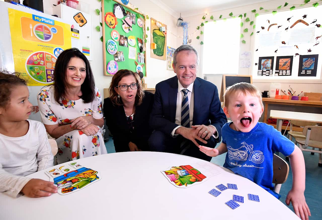 Ali France and Bill Shorten visited a preschool in Queensland in March.