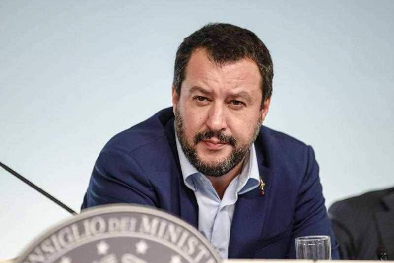 Italy's Interior Minister and Deputy-Premier Matteo Salvini speaks during a press conference