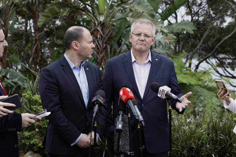 Prime Minister Scott Morrison (right) and Federal Treasurer Josh Frydenberg address the media about the results of the Wentworth By- Election.