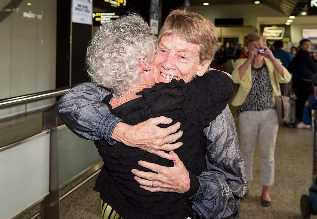 Catholic Nun Patricia Fox arriving at Melbourne airport after her deportation from the Phillipines.