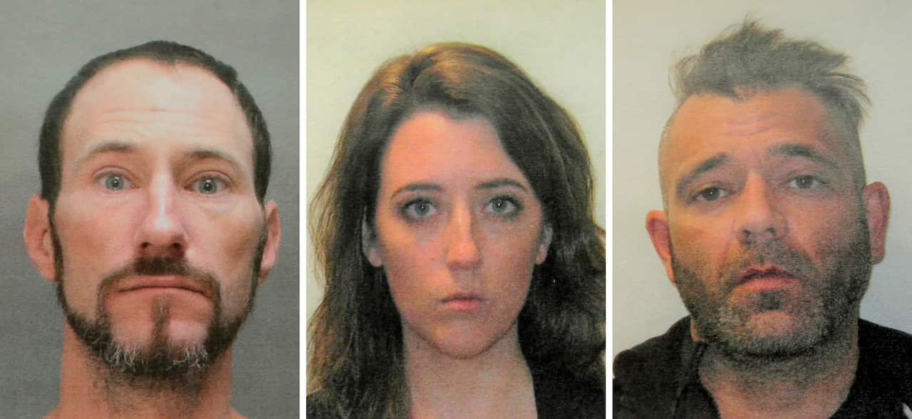 This November 2018 combination of photos provided by the Burlington County Prosecutors office shows Johnny Bobbitt, from left, Katelyn McClure and Mark D'Amico.