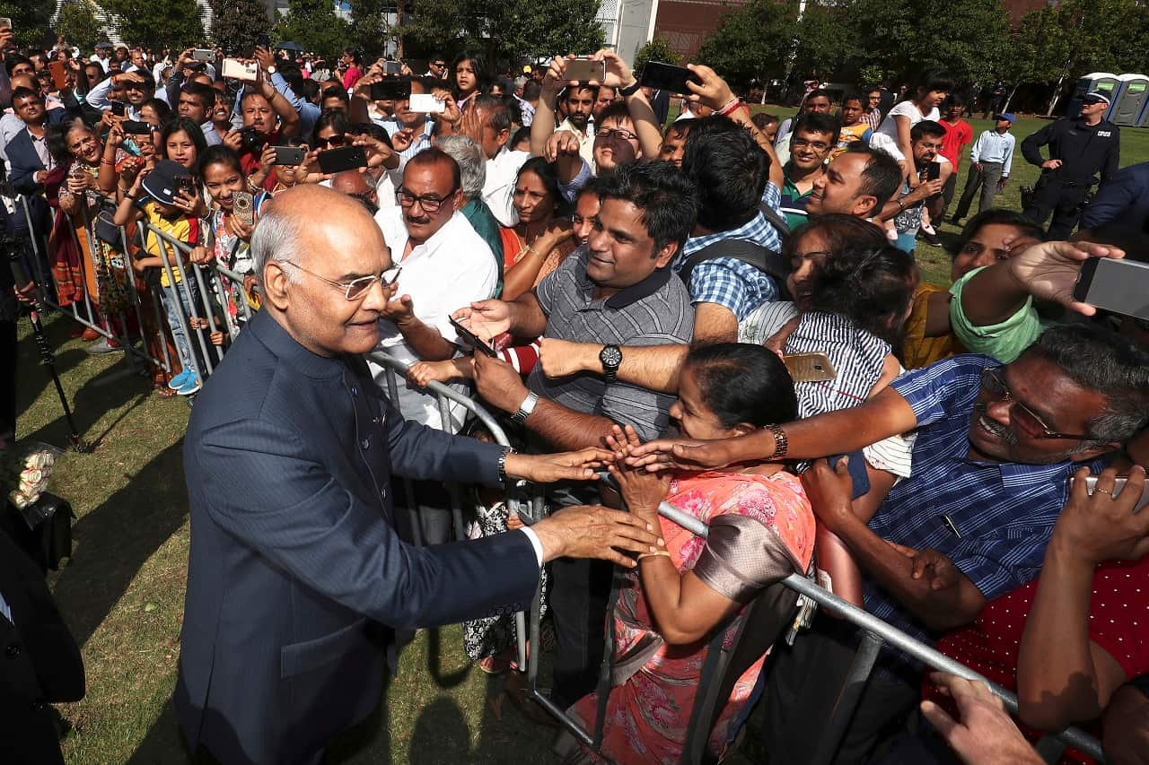 Indian President Ram Nath Kovind meets members of the public.