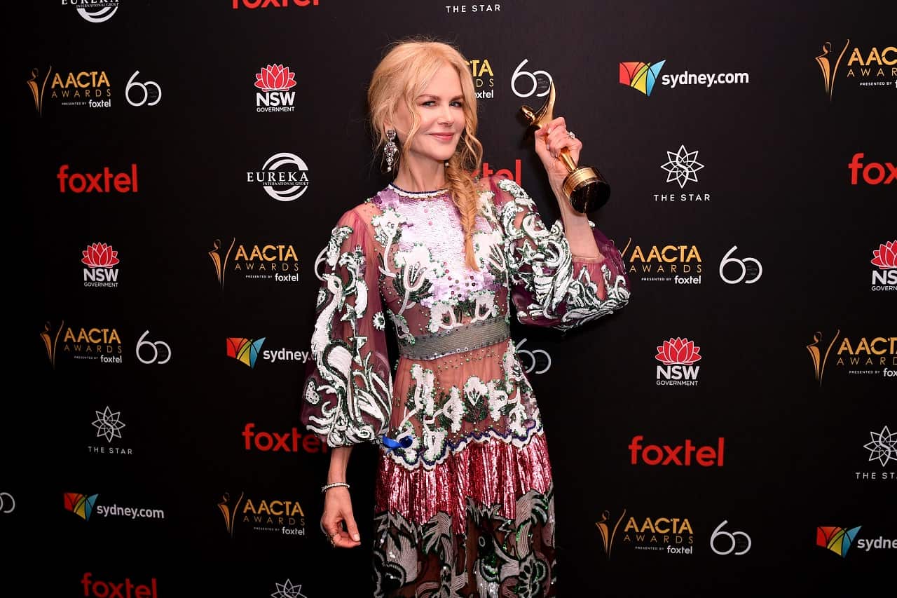 Nicole Kidman after winning the award for Best Supporting Actress at the AACTA Awards.