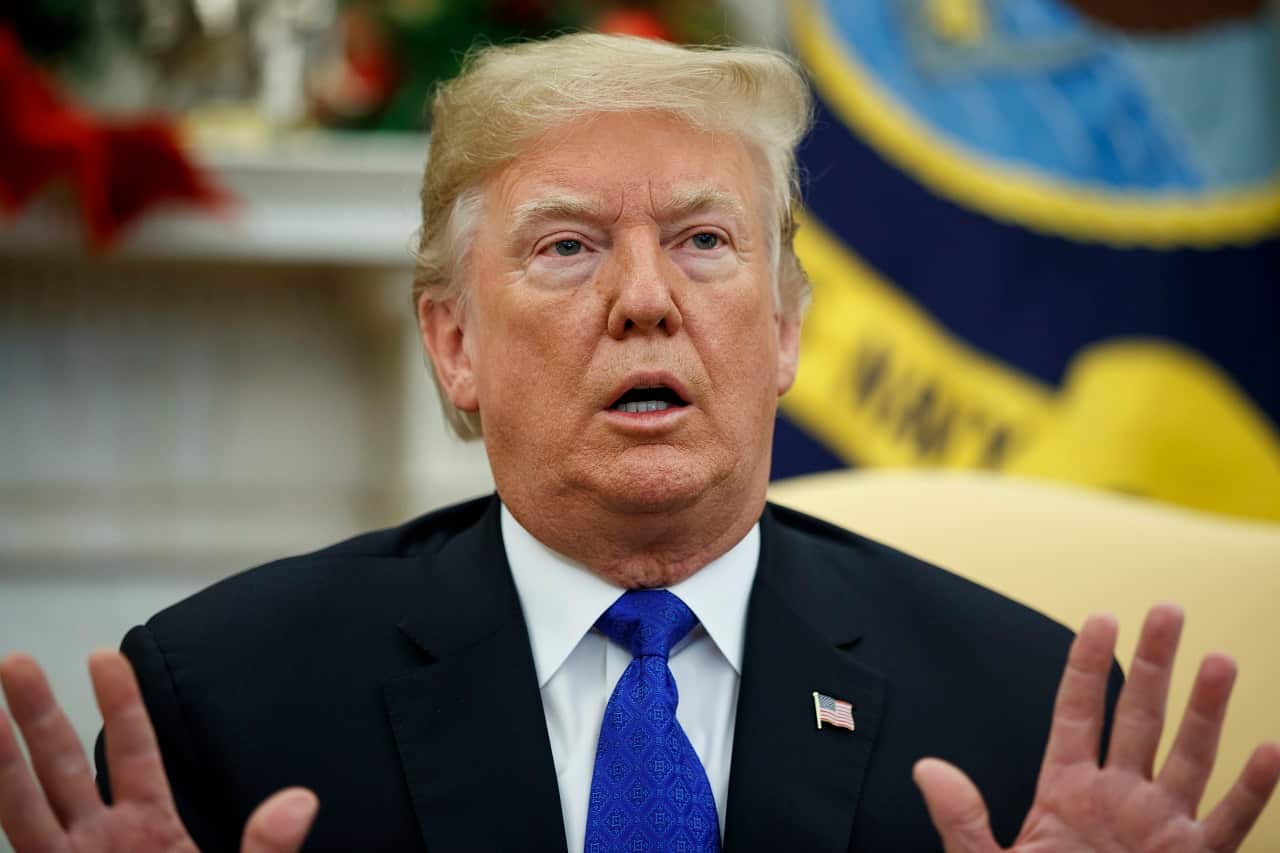 President Donald Trump speaks during a meeting with Democrats last week.
