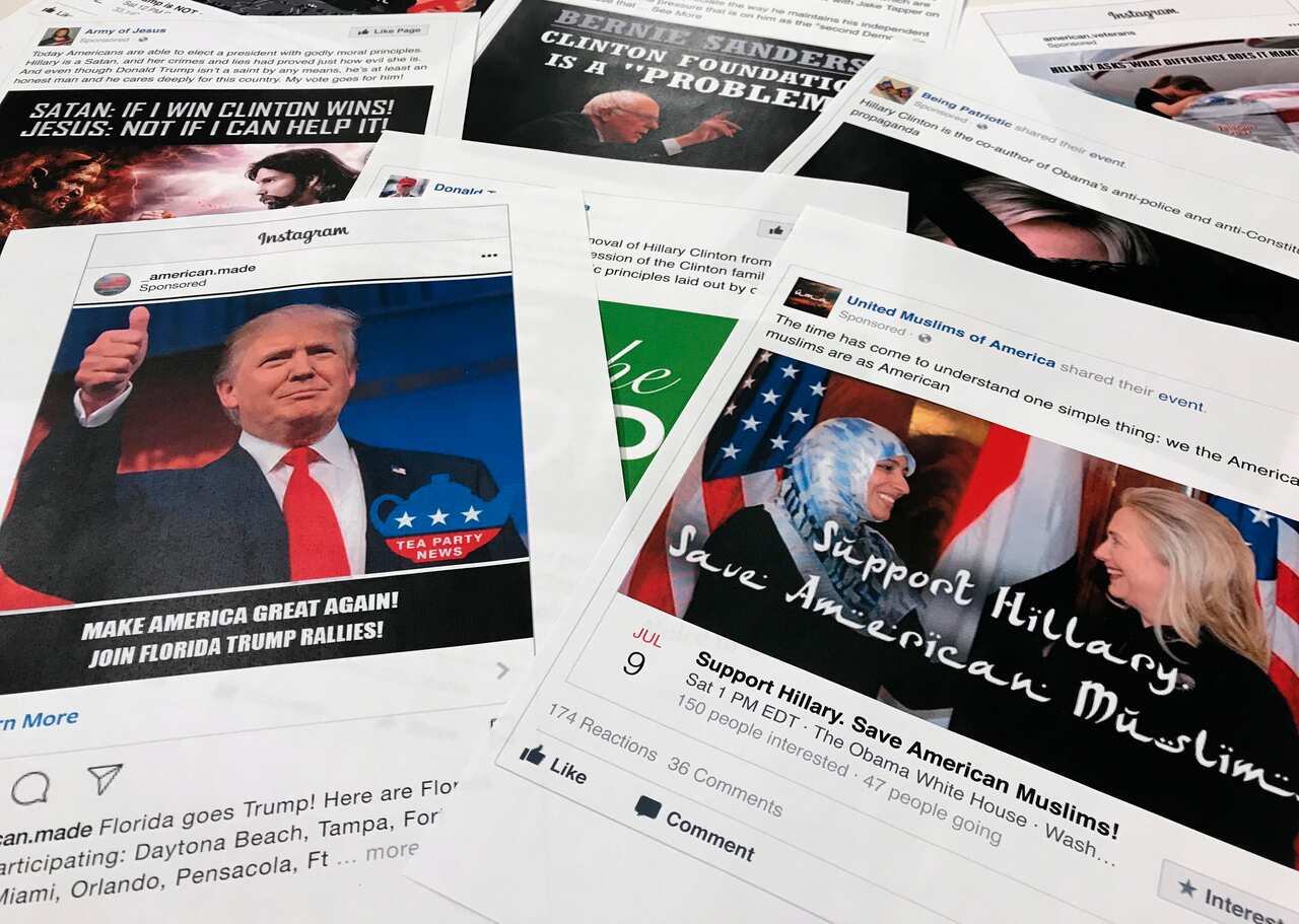 Facebook and Instagram ads linked to a Russian effort to disrupt the American political process in 2016.