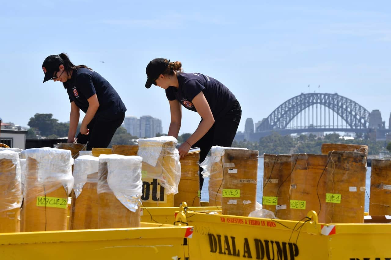 Technicians pack fireworks in preparation for Sydney's New Year's Eve celebrations.