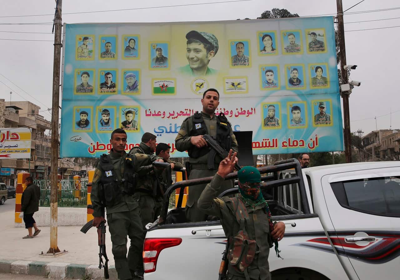 Members of the Kurdish internal security forces in Manbij.