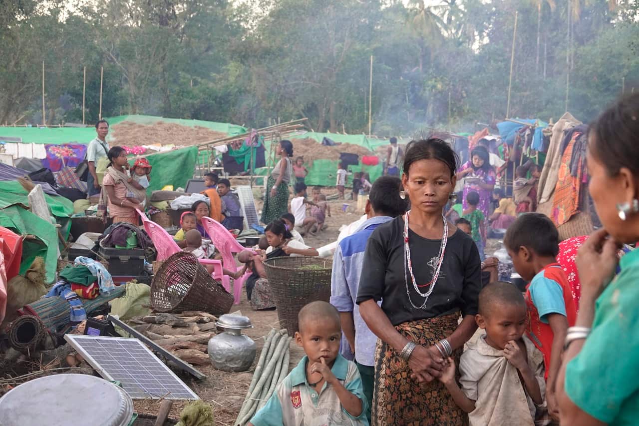 Rakhine ethnic people, who fled from a conflict area this week.