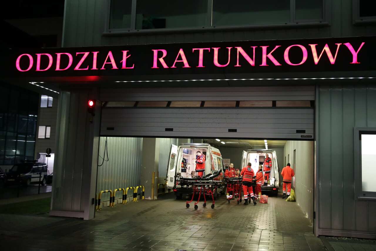 Police outside the Medical University of Gdansk hospital where Mayor of Gdansk Pawel Adamowicz was hospitalised after the attack. 