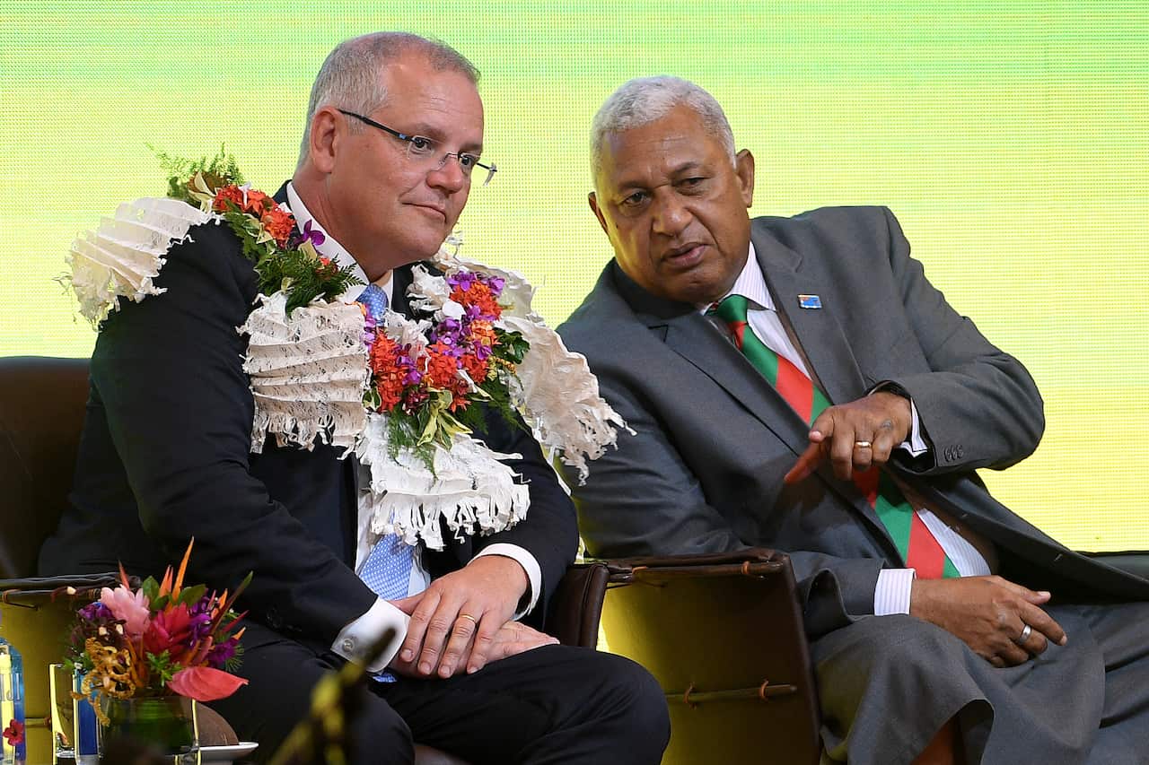 Prime Minister Scott Morrison and the Prime Minister of Fiji Frank Bainimarama.