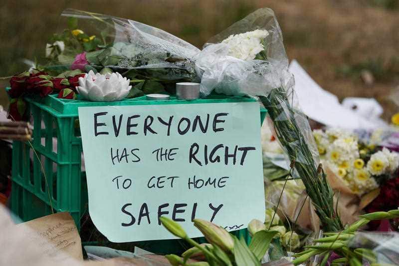Piles of flowers lay in tribute where the body of Aiia Maasarwe was found near the Polaris Shopping centre in Bundoora, Melbourne.