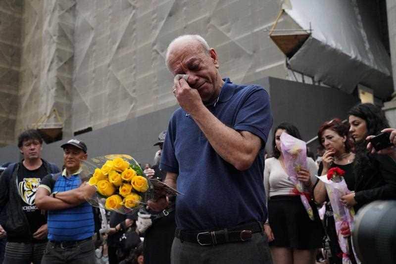 Aiia Maasarwe's father Saeed Maasarwe at the vigil for his daughter on the steps of Parliament House, Melbourne.