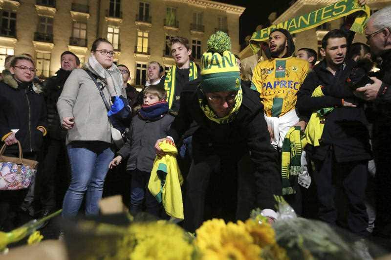 Supporters gather to pay tribute to Argentinian soccer player Emiliano Sala, in Nantes, western France earlier this week.