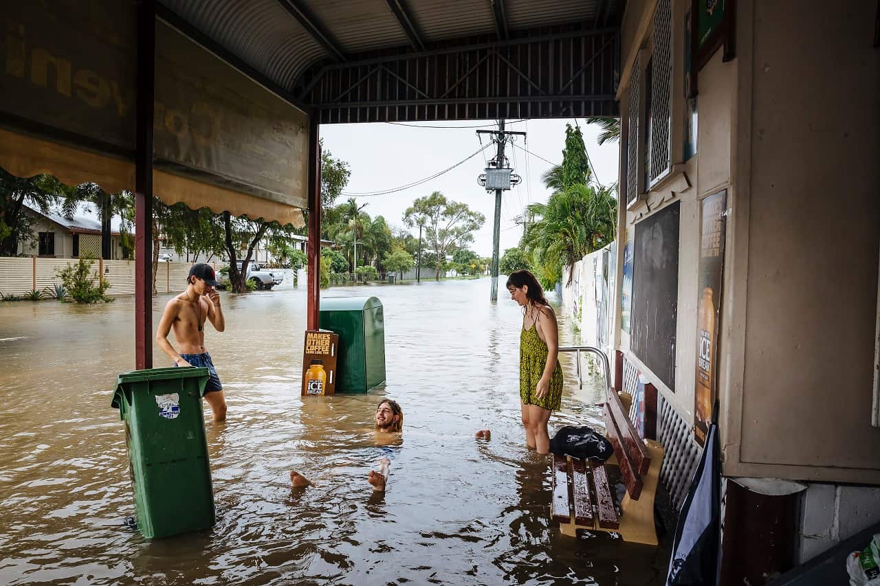 Floodwaters in Townsville on Friday.