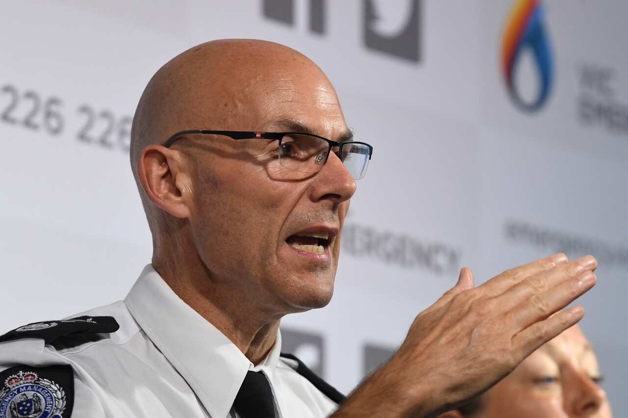 Emergency Management Commissioner Andrew Crisp addresses the media at the State Control Centre in Melbourne.