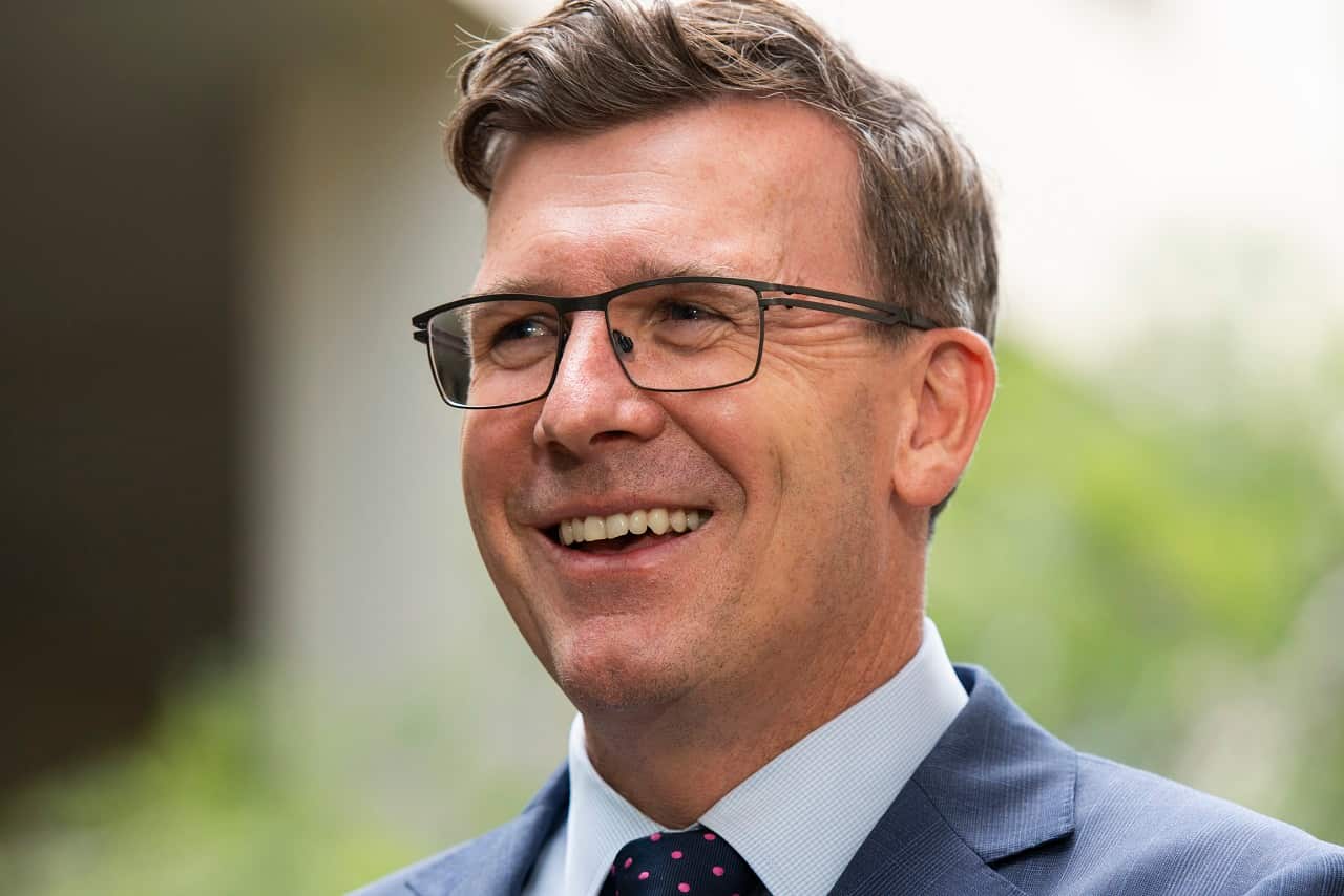 Alan Tudge during a press conference.