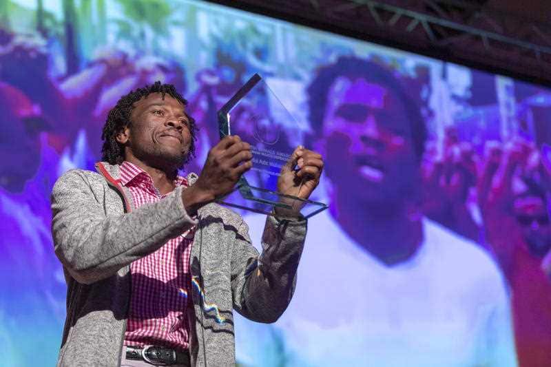 Abdul Aziz Muhamat at the 2019 Martin Ennals Award ceremony in Geneva.
