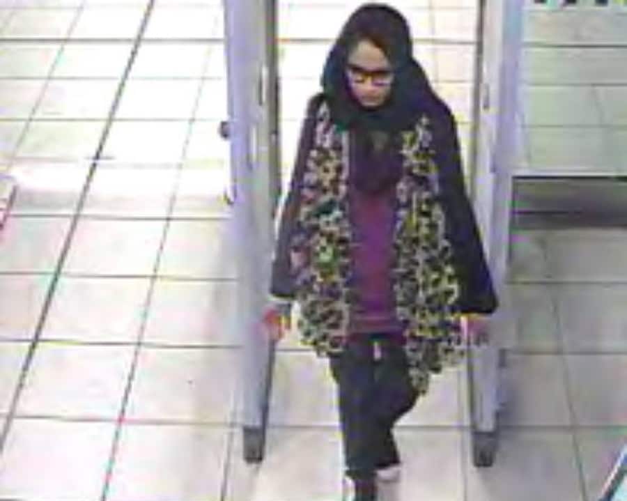 Shamima Begum at Gatwick Airport, southern England on 20 February 2015.