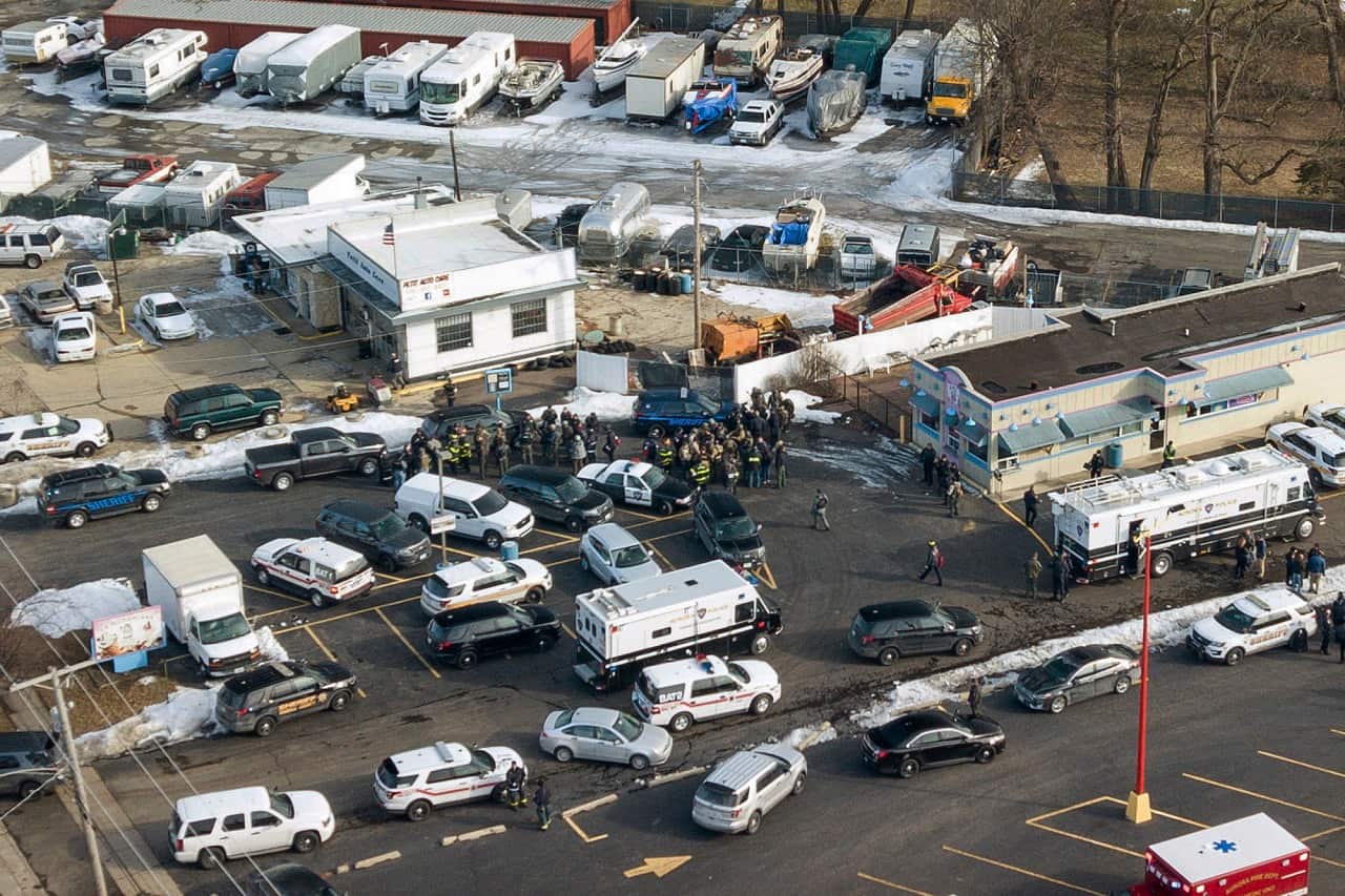 Authorities at the scene of the shooting.