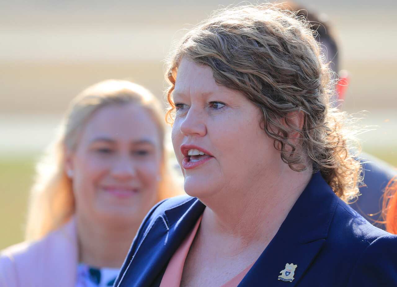 Hobart Mayor Anna Reynolds speaks to the media on February 24, 2019.