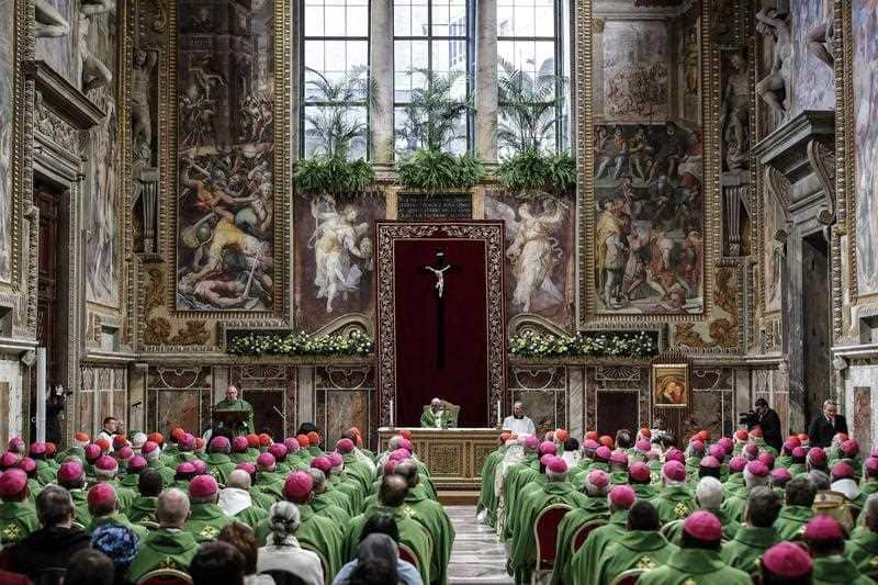Pope Francis celebrates Mass at the Vatican, Sunday, Feb. 24, 2019.