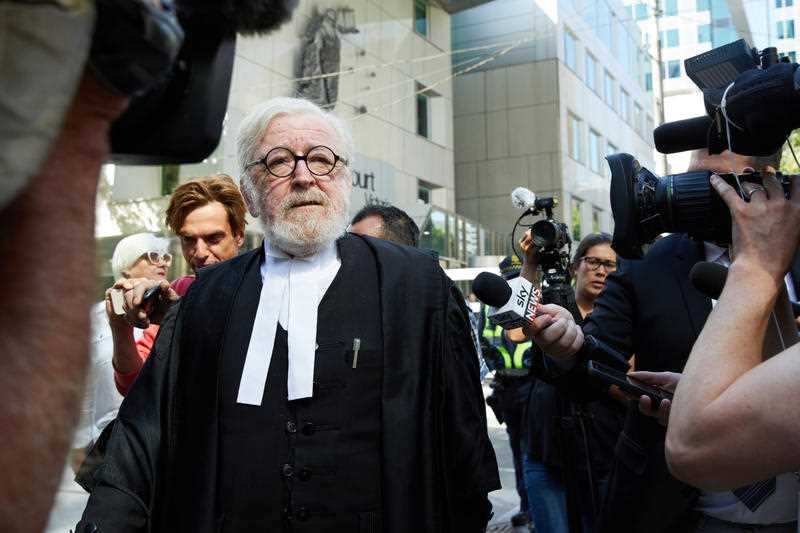 Robert Richter QC leaves the County Court in Melbourne. He won't be leading the cardinal's appeal process. 