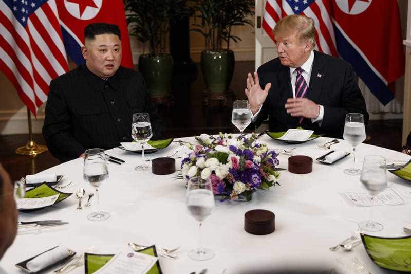 Donald Trump has dinner with Kim Jong-un.