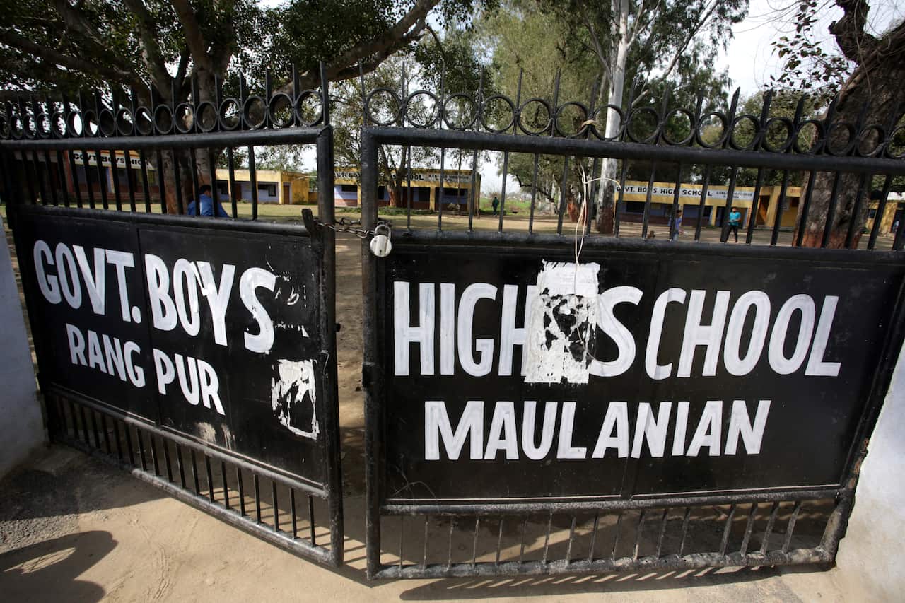 A general view of closed government school in wake of border tension between India and Pakistan.