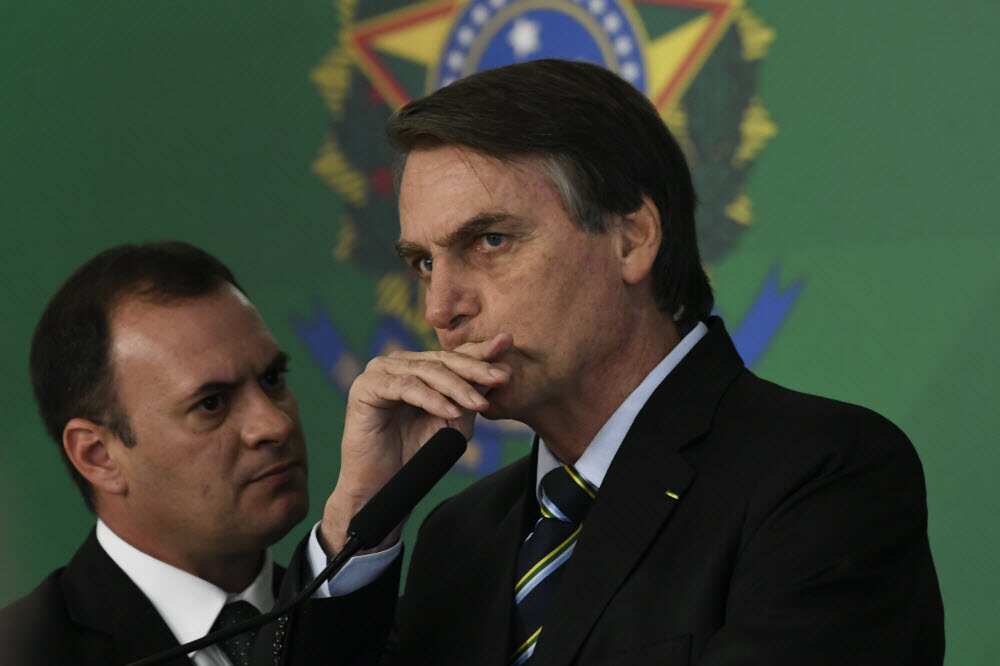Jair Bolsonaro during a press conference