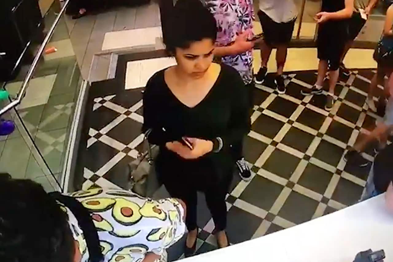 A supplied screen grab obtained on Wednesday, March 6, 2019, of CCTV footage of 32-year-old Sydney dentist Preethi Reddy. The body of a missing woman has been found in a suitcase in a vehicle in Sydney's eastern suburbs. (AAP Image/Supplied) NO ARCHIVING