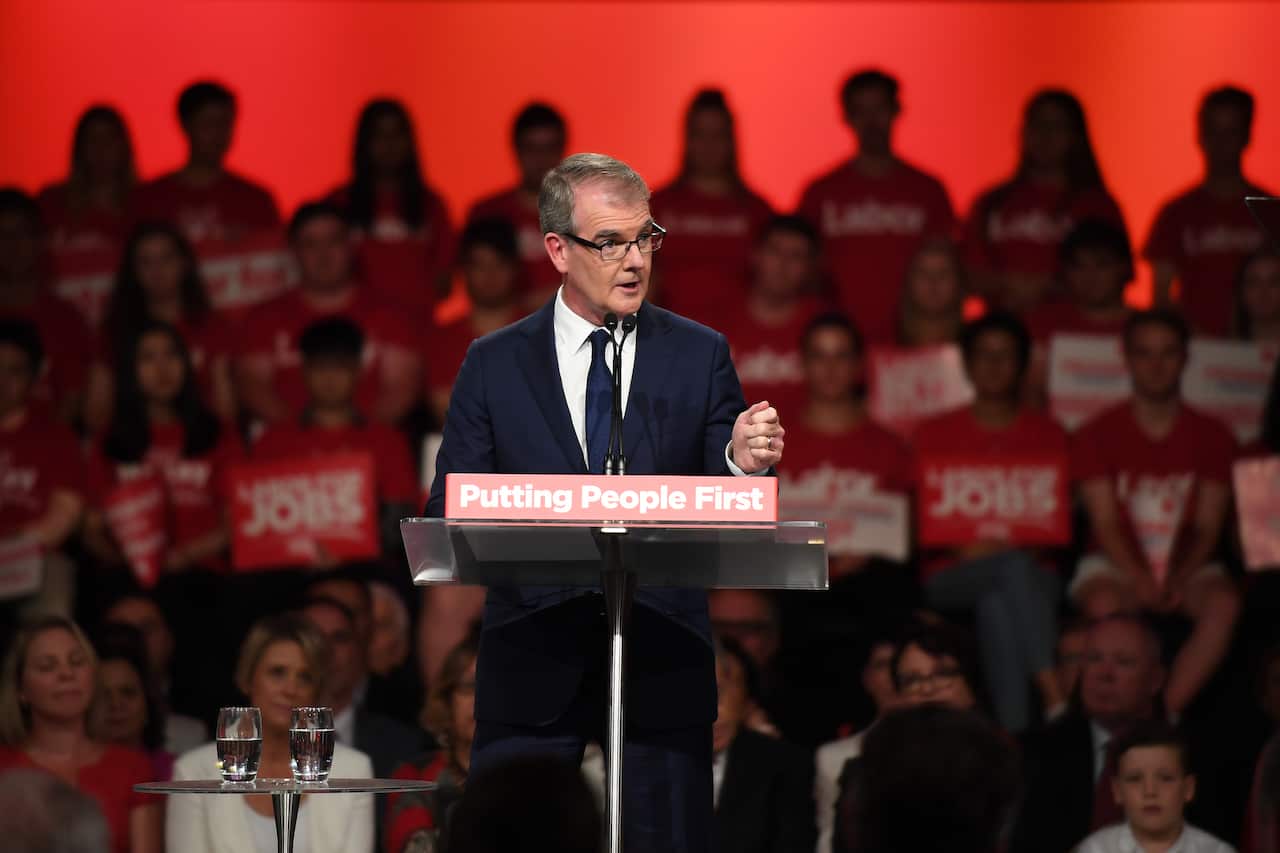 NSW Labor leader Michael Daley speaks during the NSW Labor Party election campaign launch in Revesby in southwest Sydney.
