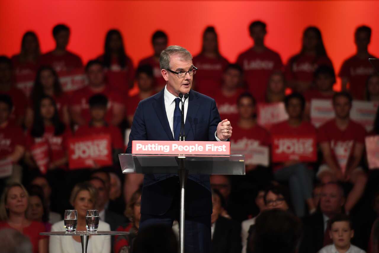 NSW Labor leader Michael Daley speaks during the NSW Labor Party election campaign launch in Revesby in southwest Sydney, Sunday.