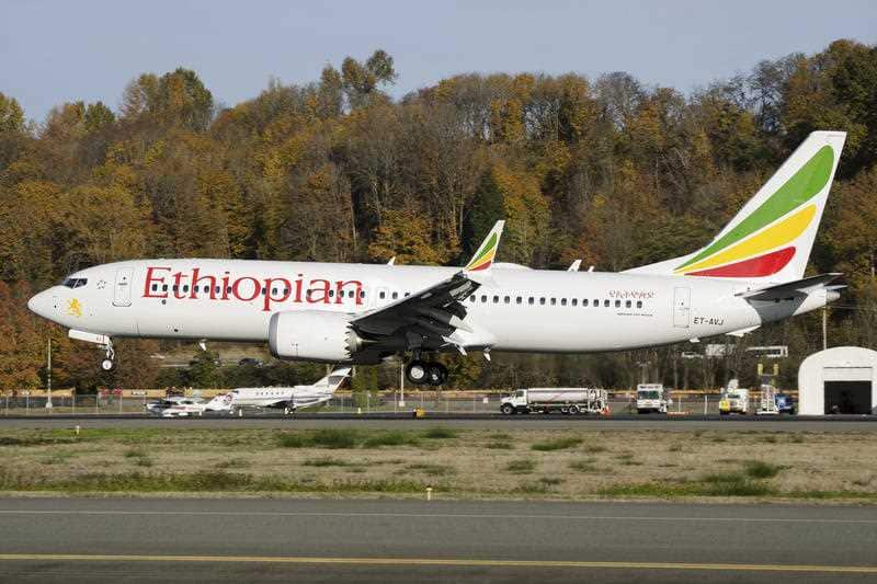 The Ethiopian Airlines Boeing 737 MAX 8 plane that crashed on Sunday.