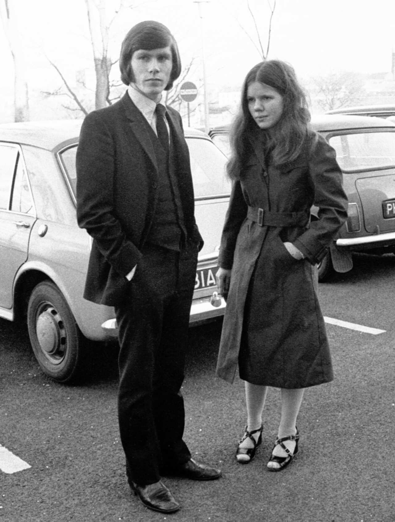After giving evidence at the Widgery inquiry is Joseph Friel, of Rossville Flats, who was shot in the chest by a British soldier. With him is Geraldine Richmond, 18, of Swilly Gardens, Creggan, Londonderry, who also gave evidence. *WIREPHOTO.