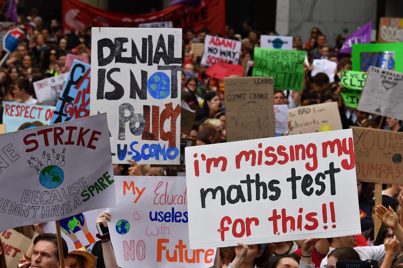 Thousands of school students from across Sydney attend the Climate Strike in March.