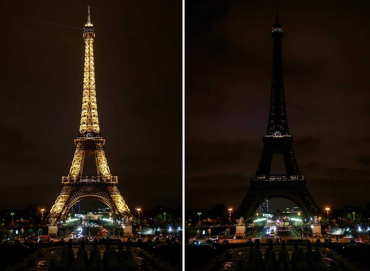 The Eiffel Tower turned its lights off  to pay tribute and commemorate the victims of the New Zealand terror attack, in Paris, France.