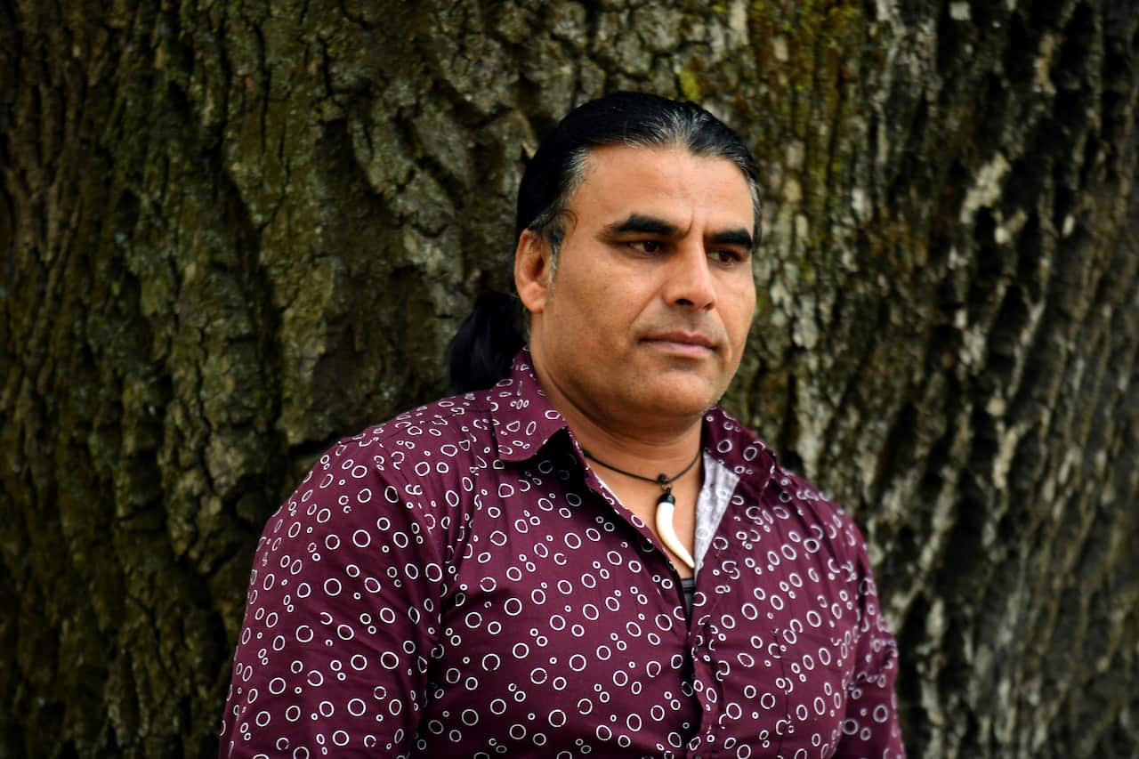 Linwood Mosque hero Abdul Aziz outside a refuge centre in Christchurch, Sunday, March 17, 2019. 