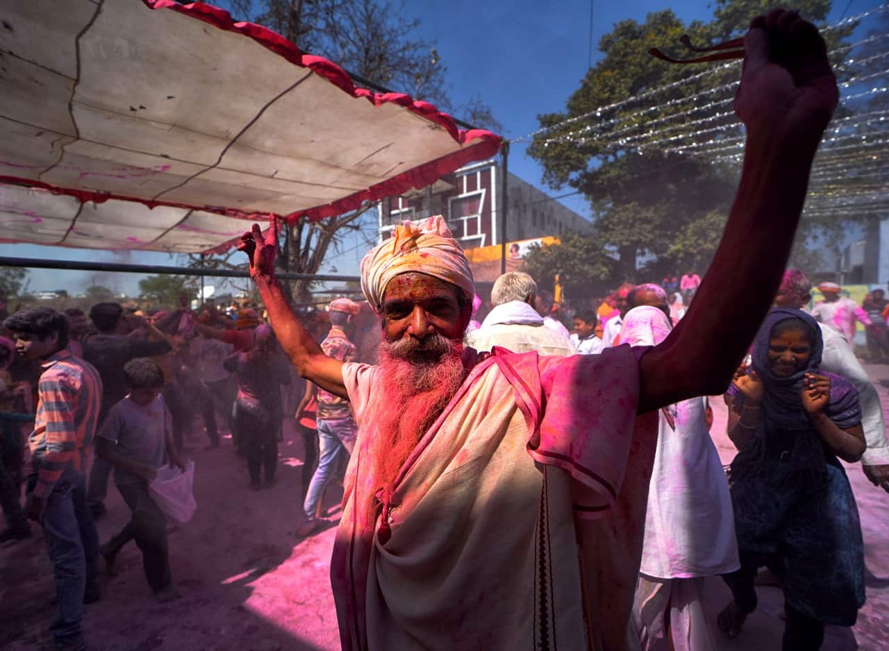 Hindu devotees at Gokul dham, Mathura. (Photo by Avishek Das/Sipa USA).
